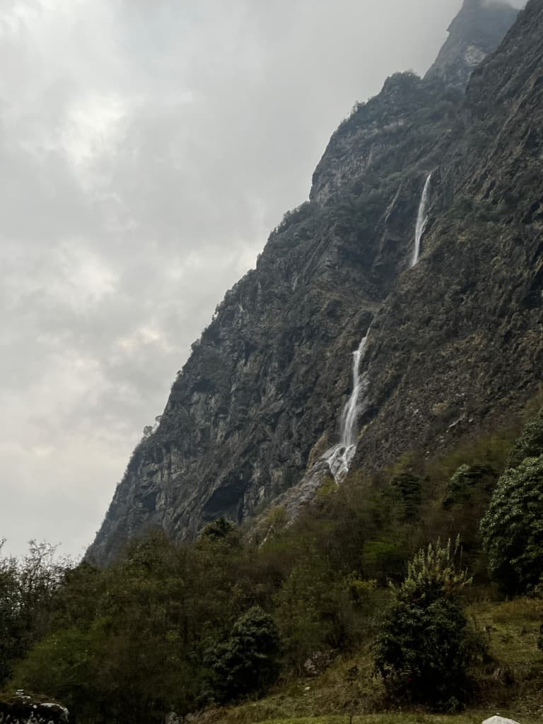 Majestic waterfall cascading down cliff